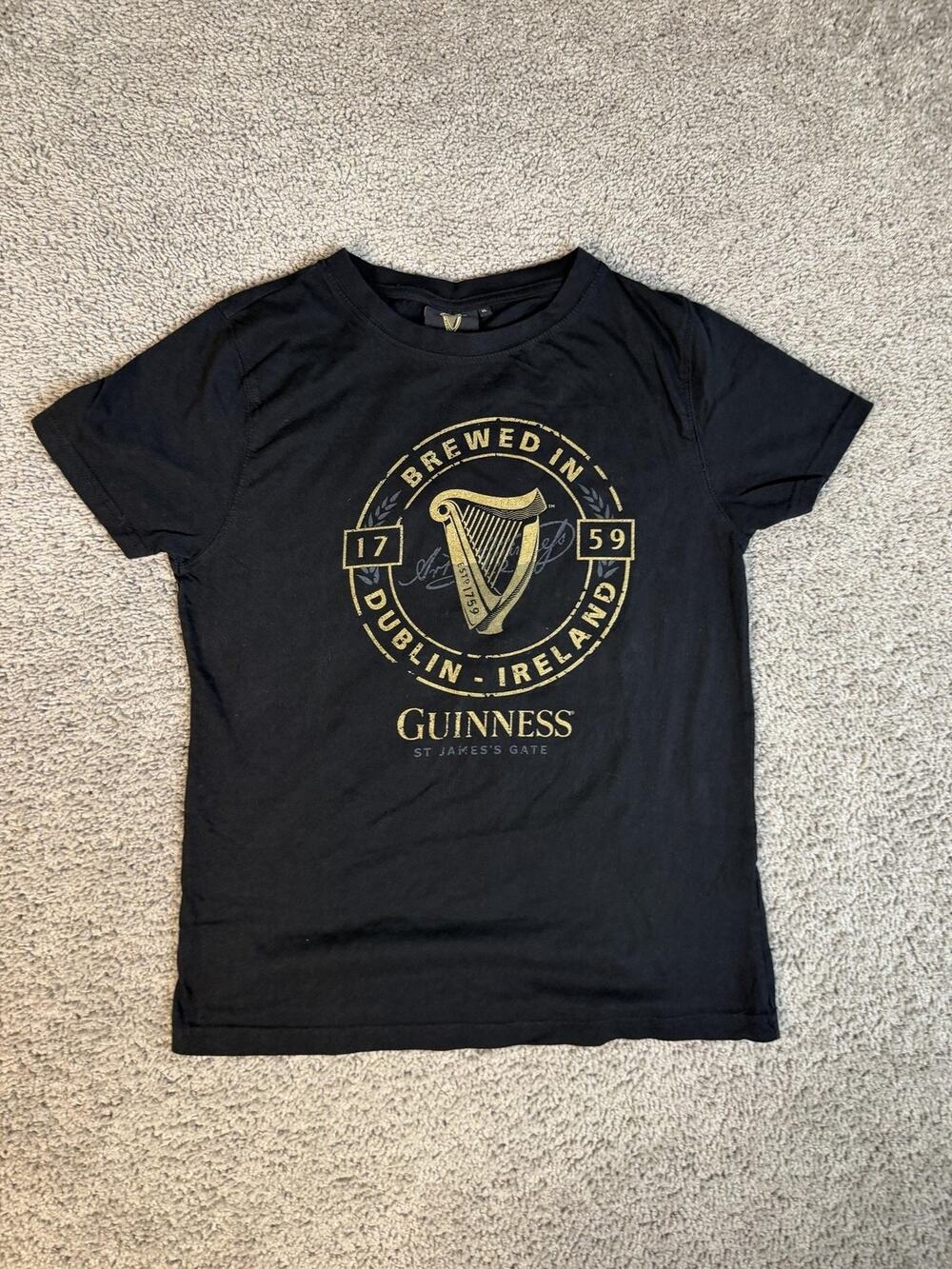 Guinness T-Shirt Womens XL Black Jersey Crew Neck 100% Cotton Lightweight
